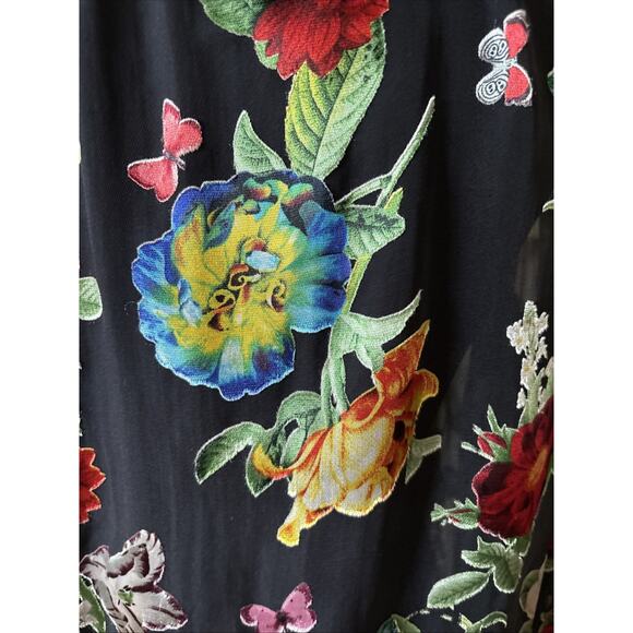 New Alice + Olivia Floral tie long Sleeve Blouse In Black Multi sz S New tie - Picture 7 of 16